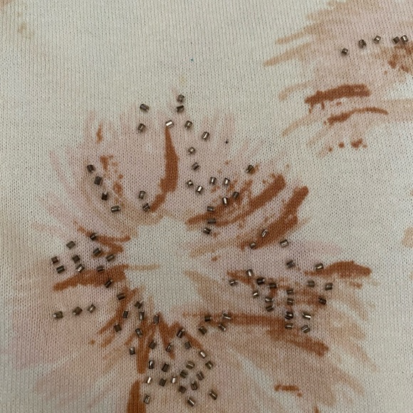Talbots XL Cream Embellished sequins, beads Floral Long Sleeve Sweater Women's - Picture 16 of 16